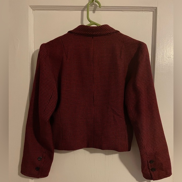 Vintage Cropped Blazer - Black and Red Houndstooth - Picture 5 of 5